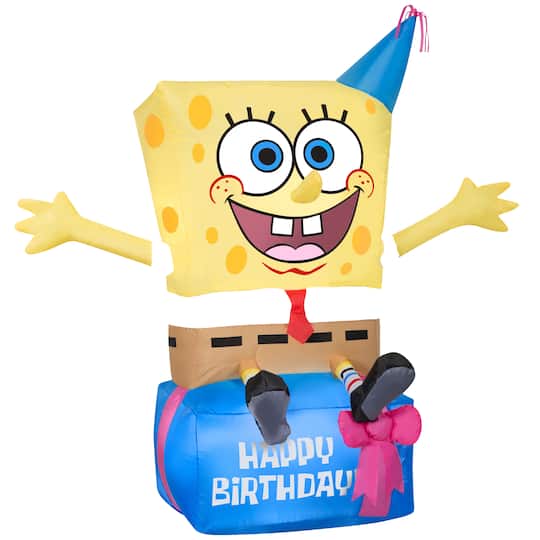3.5ft. Airblown&#xAE; Inflatable Spongebob on Birthday Present